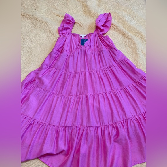 🌼H071 NWT Blu Pepper L pp17 unstretched Pink Ruffled Casual Dress - Picture 8 of 13